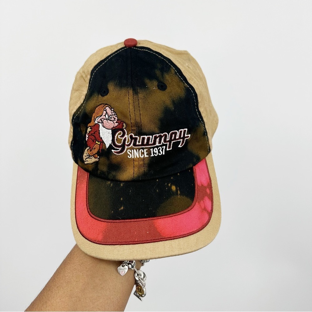 Disney Grumpy Dwarf Custom Bleach Splatter Dad Hat OS Upcycled